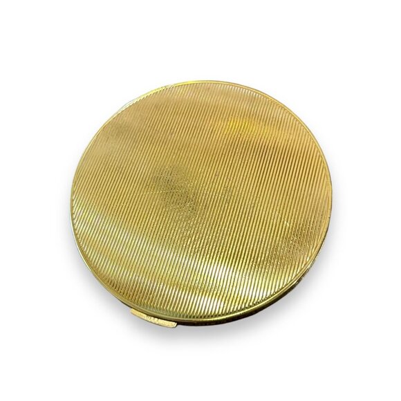 Vintage Elgin American Gold Tone Round Compact Mirror - Picture 2 of 5